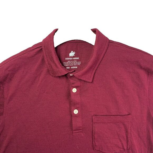 Woolly Other - Woolly Everyday Merino Polo Shirt Mens Medium Red Short Sleeve Stretch Golf Work